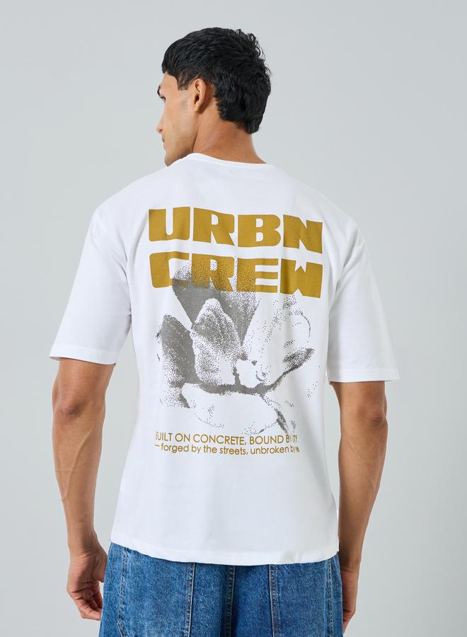 Styli Men White Graphic Print Oversized T-Shirt - Image 4